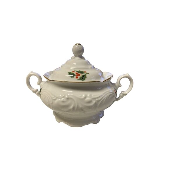 Vintage Royal Kent Holiday Poland Holly and Berries Sugar Bowl/Creamer Set - Picture 3 of 8